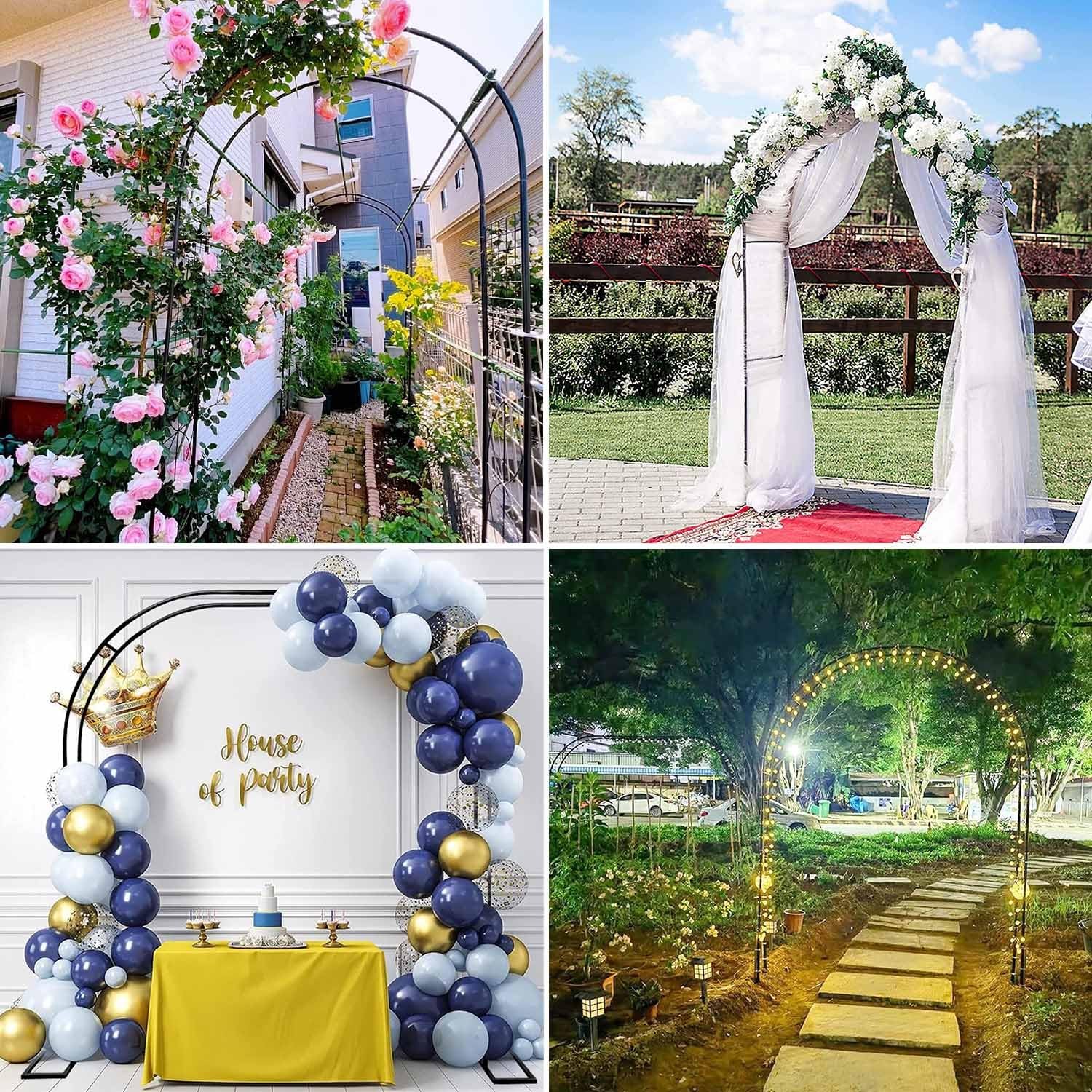 Traliccio ad arco da giardino resistente, per piante rampicanti, supporto resistente per uso esterno, dimensioni da 0,8 m a 3,5 m, perfetto per cortili, prati e decorazioni per matrimoni (nero, 280 x