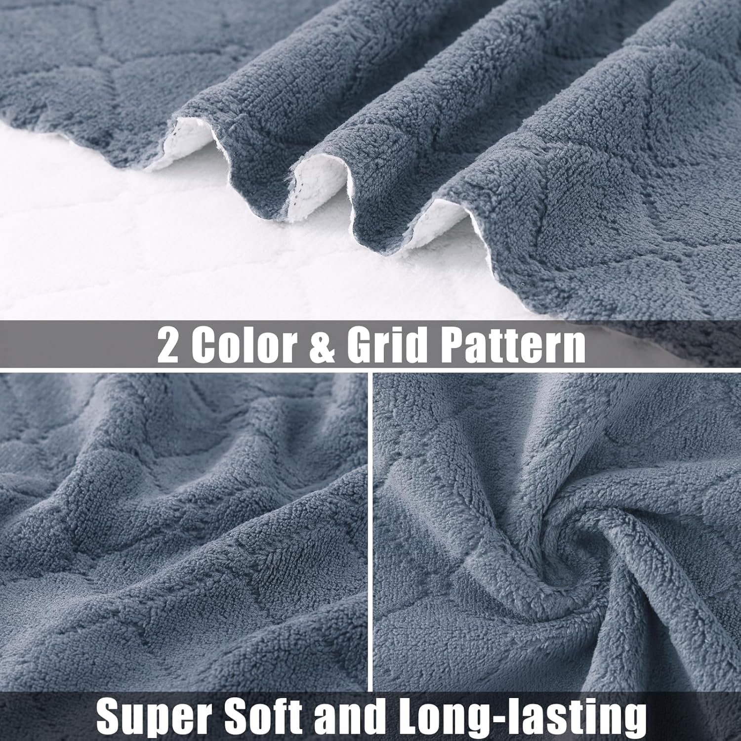 Mordimy 18 Pack Kitchen Cloths Dish Towels (10" x 10", Dark Grey & White), Super Soft and Absorbent Dish Cloths, Coral Velvet Microfiber Cleaning Cloth, Nonstick Oil Fast Dry Dishcloths - Image 2