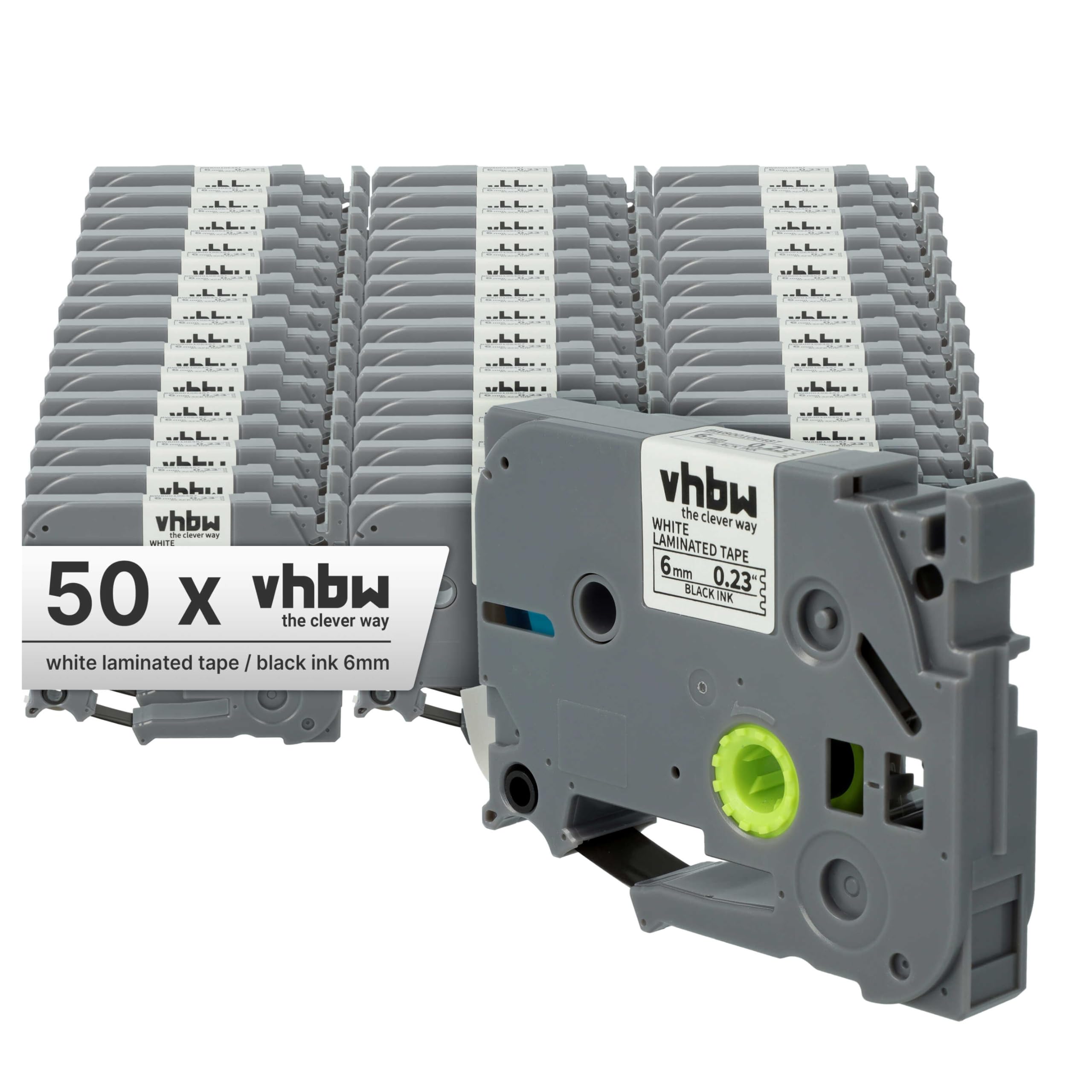 vhbw 50x cinta de escritura reemplaza Brother TZE-211, TZ-211 para impresora etiquetas 8m x 6 mm negro a blanco