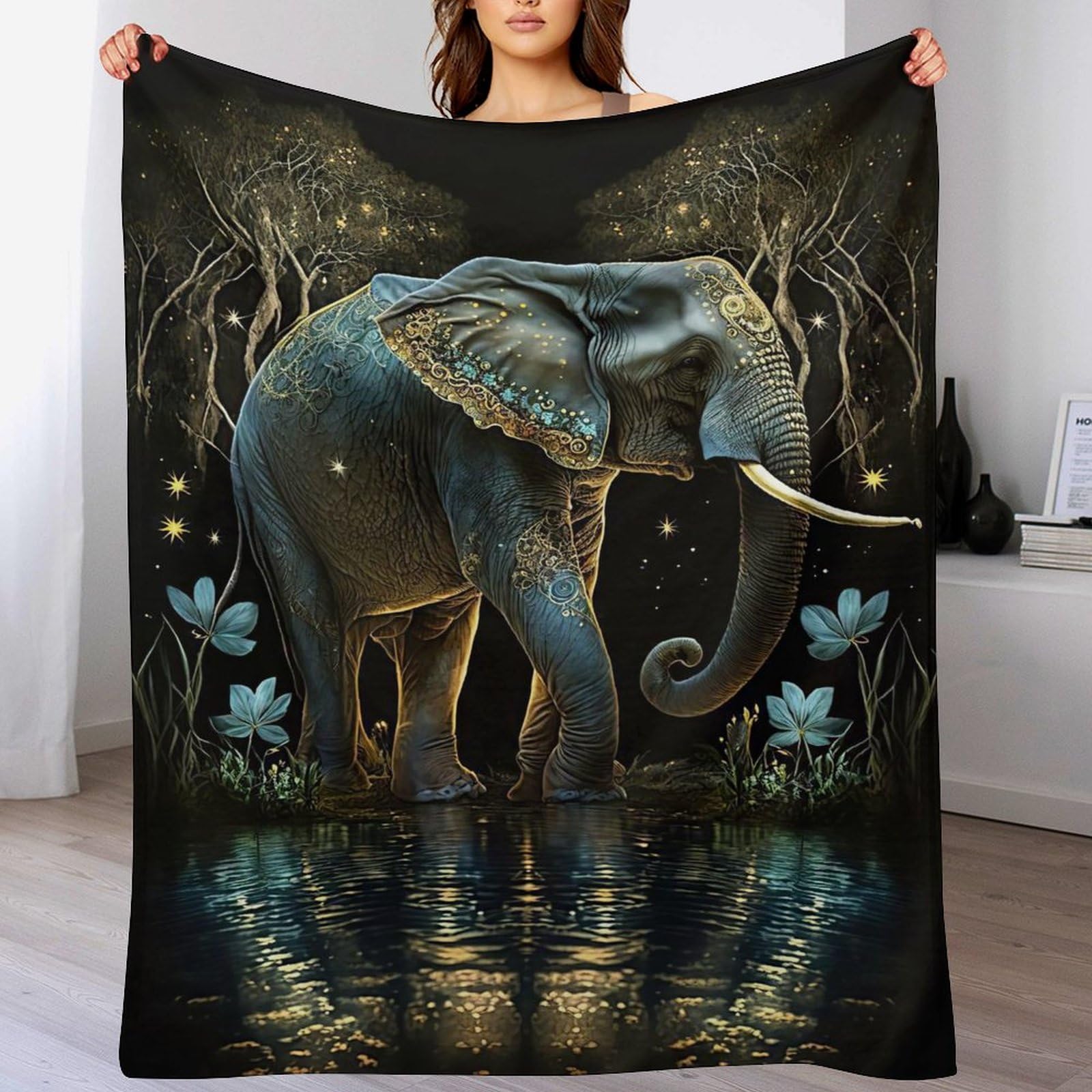 Couverture éléphant en flannel pour voyager et pour le canapé