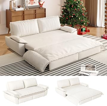 CAPCAEK 73.2" Queen Pull Out Sofa Bed, Pullout Sofabed, 3 in 1 Convertible Sleeper Couch, Velvet Loveseat Futon with 2 Soft Pillows for Living Room, Apartment, Small Space