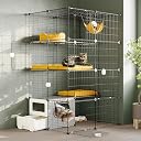 Oneluck Cat Cage with Litter Box, 4-Tier DIY Enclosures Detachable Metal Wire Kennel Catio Indoor Crate Large Exercise Place Ideal for 1-2 Cats