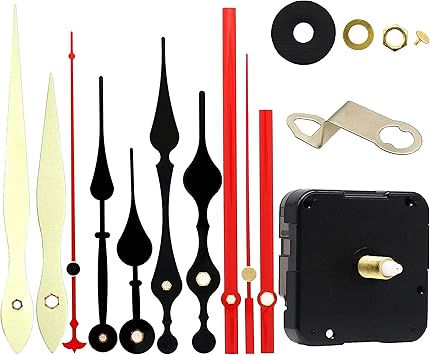 TIKROUND 12888 Quartz DIY Wall Clock Movement Mechanism Repair Parts Replacement Kit Sweep Silent Movement,13mm 1/2 Inch Maximum Dial Thickness, 23mm 29/32 Inch Total Shaft Length.Red Hand
