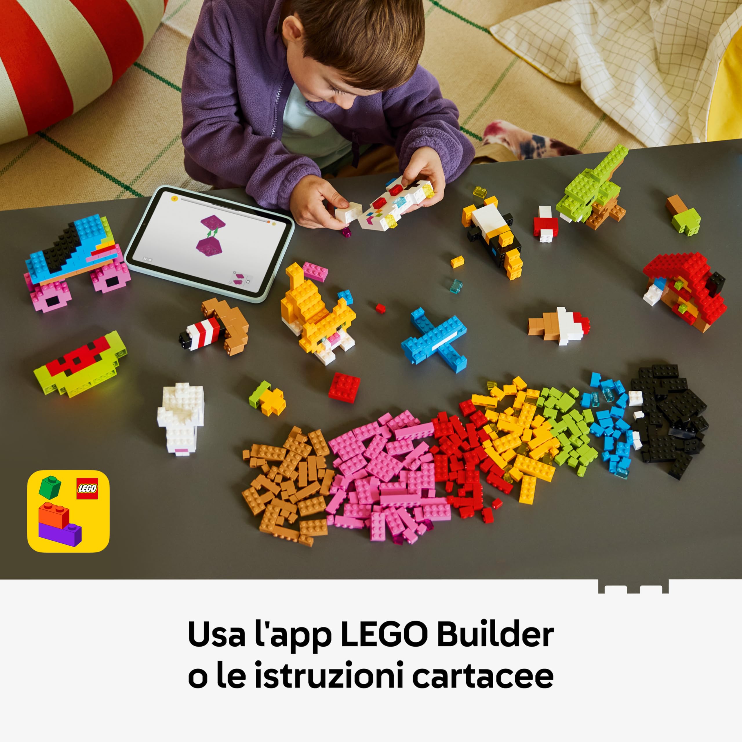 LEGO Classic Mattoncini Colorati Creativi - Giocattolo per la Motricità Fine - Costruisci Animali, Dinosauri e Veicoli tra cui un Aereo e un'Auto - Regalo per Bambini e Bambine da 5 Anni in su - 11045