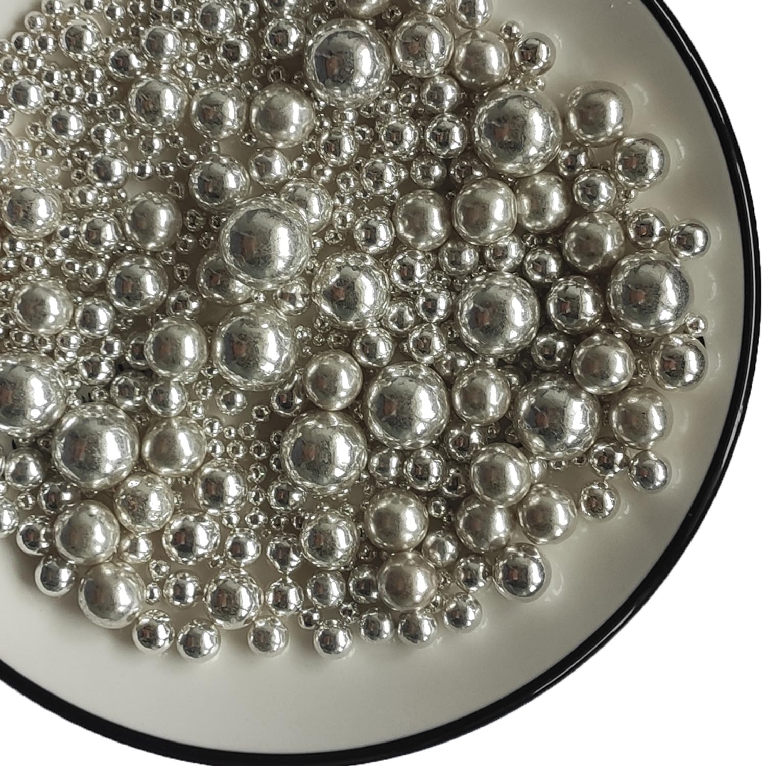 Edible Silver Pearls Sugar Sprinkles 120g/4.23 oz, Mix size Candy Pearl for Cake Decorating and Cupcake Toppers, Cookie Decorations Topping, Wedding Shower Party Valentines Halloween Christmas