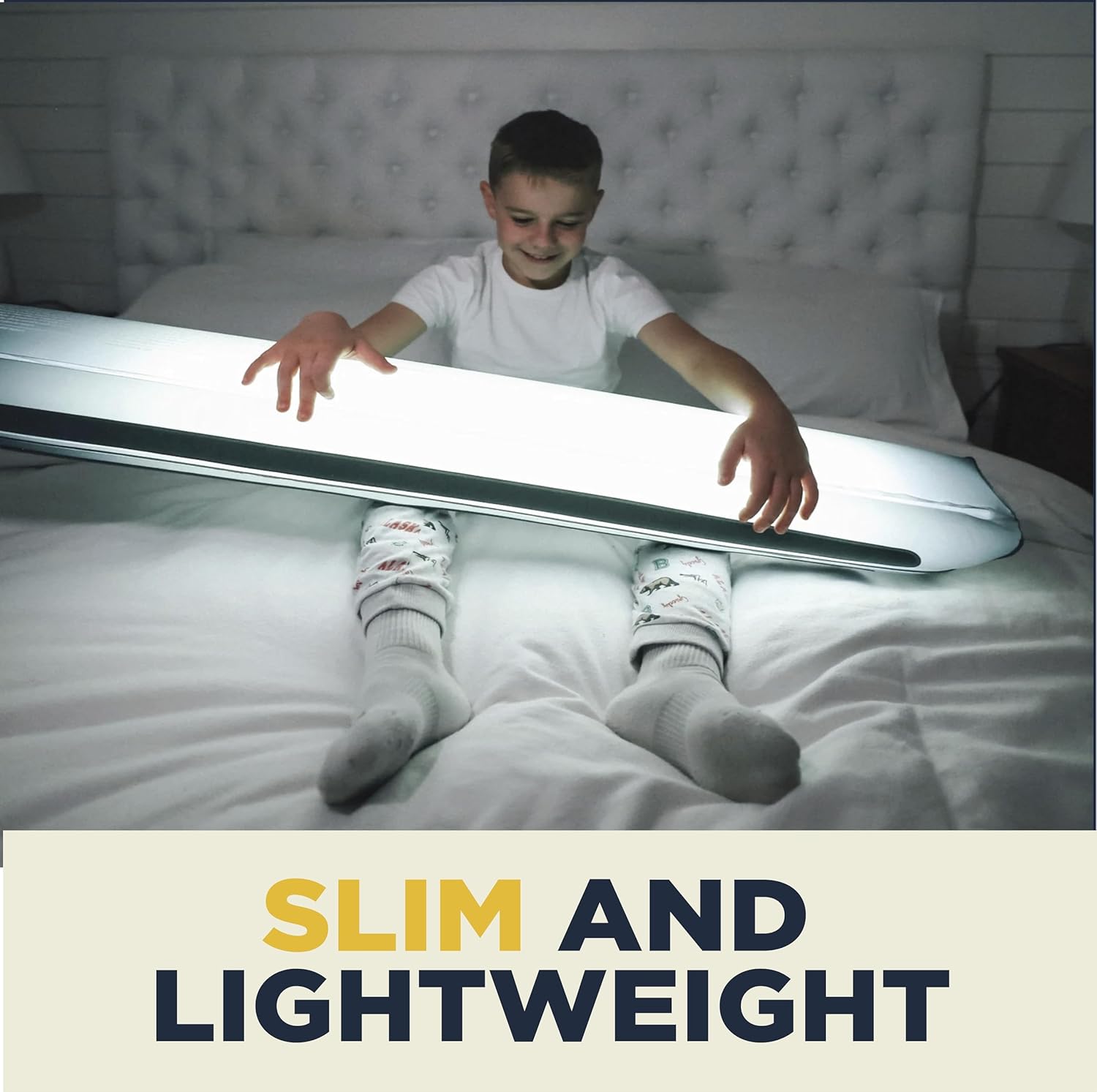 The Shrunks Inflatable Bed Rail for Toddlers |Built-in LED Lights | Blow-up Bed Bumper | Bed Rails for Any Size, Twin, King or Queen, with Non-Slip Grips | Bed Barrier for Toddler | Bed Guard | 2-Pack