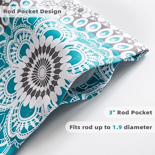 Miniatura 6 de DriftAway Cortinas para dormitorio, diseño bohemio de medallón Bella para oscurecer la habitación, cortina corta para cocina, sala de estar, 52 x 14