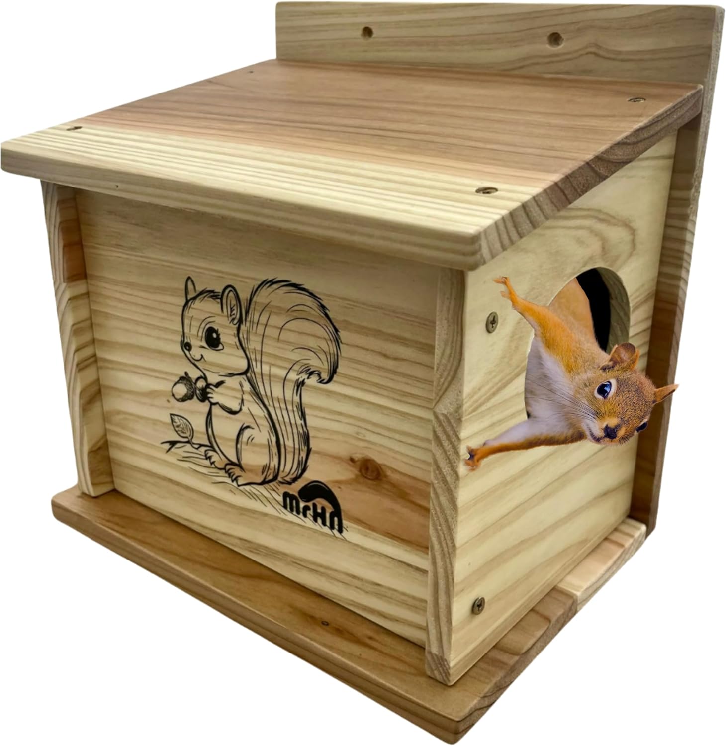 MrHN Squirrel House - Squirrel Houses for Outside Nesting, Squirrel Nesting Box, Squirrel Boxes for Outside, Chipmunk Houses for Outside MrHN Single Acorn