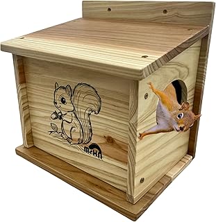 MrHN Small Size Squirrel House - Easy Assembly Squirrel Houses for Outside Nesting, Squirrel Nesting Box, Squirrel Boxes for Outside, Chipmunk Houses MrHN Basic