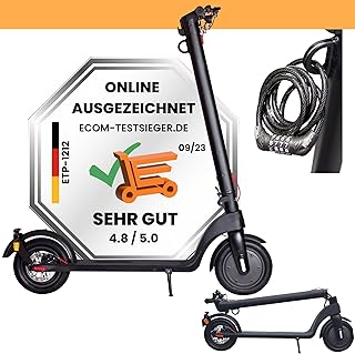 Elektroscooter E 7 - E Scooter mit Straßenzulassung - herausnehmbarer Akku - 20 km/h, in schwarz inkl. Zahlenschloss - Deutscher Service