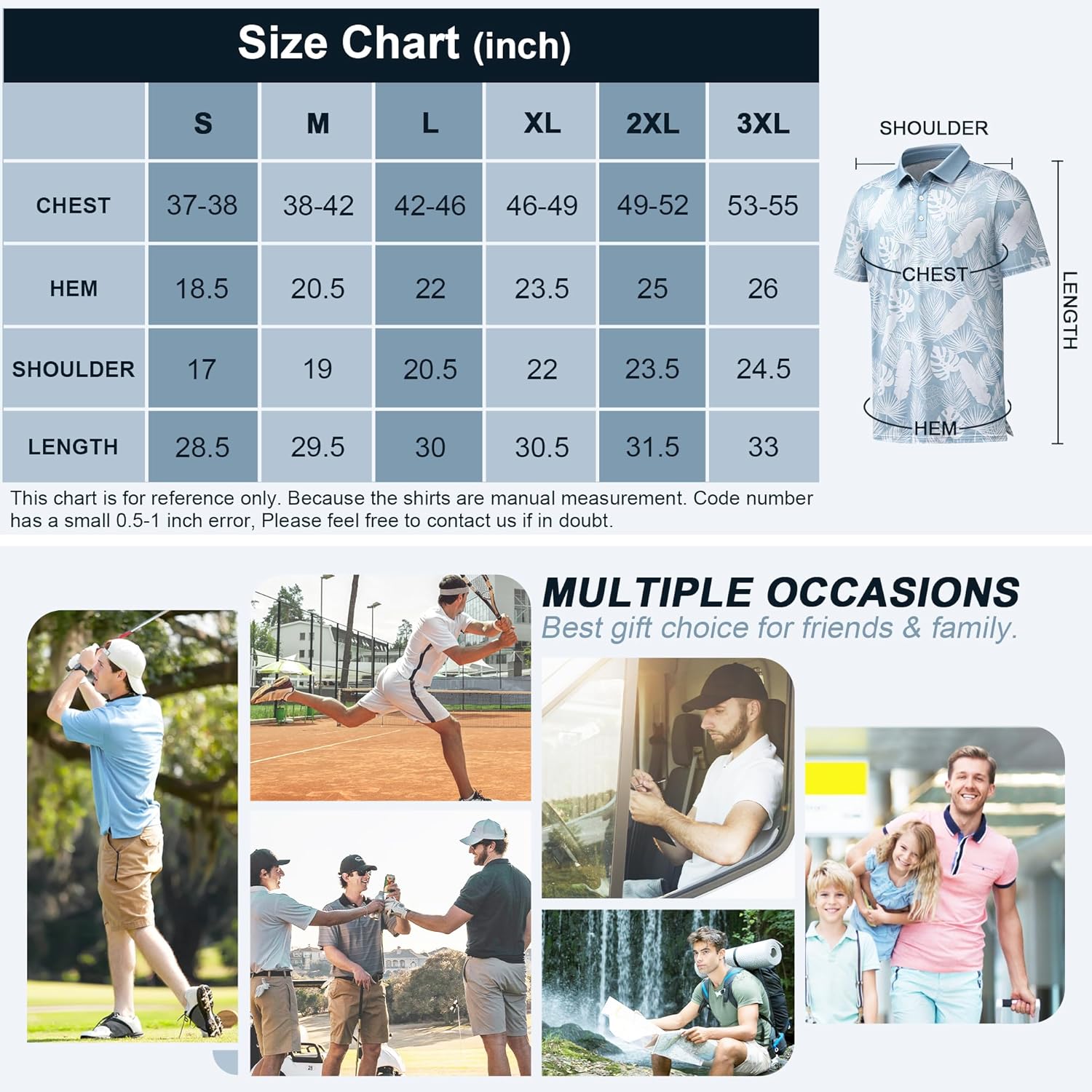 Men's Golf Shirts-Moisture Wicking Dry Fit Performance Recycled Polo Short Sleeve for Bussiness Casual Tennis - Image 8