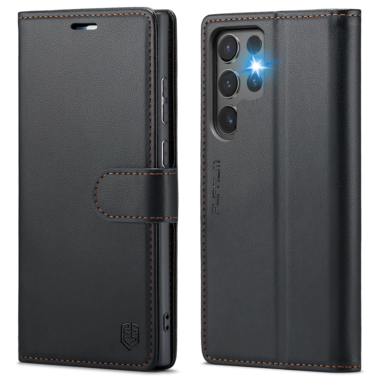 Photo 1 of FLIPALM Wallet Case for Samsung Galaxy S25 Ultra, RFID Blocking Credit Card Holder, PU Leather Folio Flip Kickstand Protective Shockproof Cover for Galaxy S25 Ultra (Black)