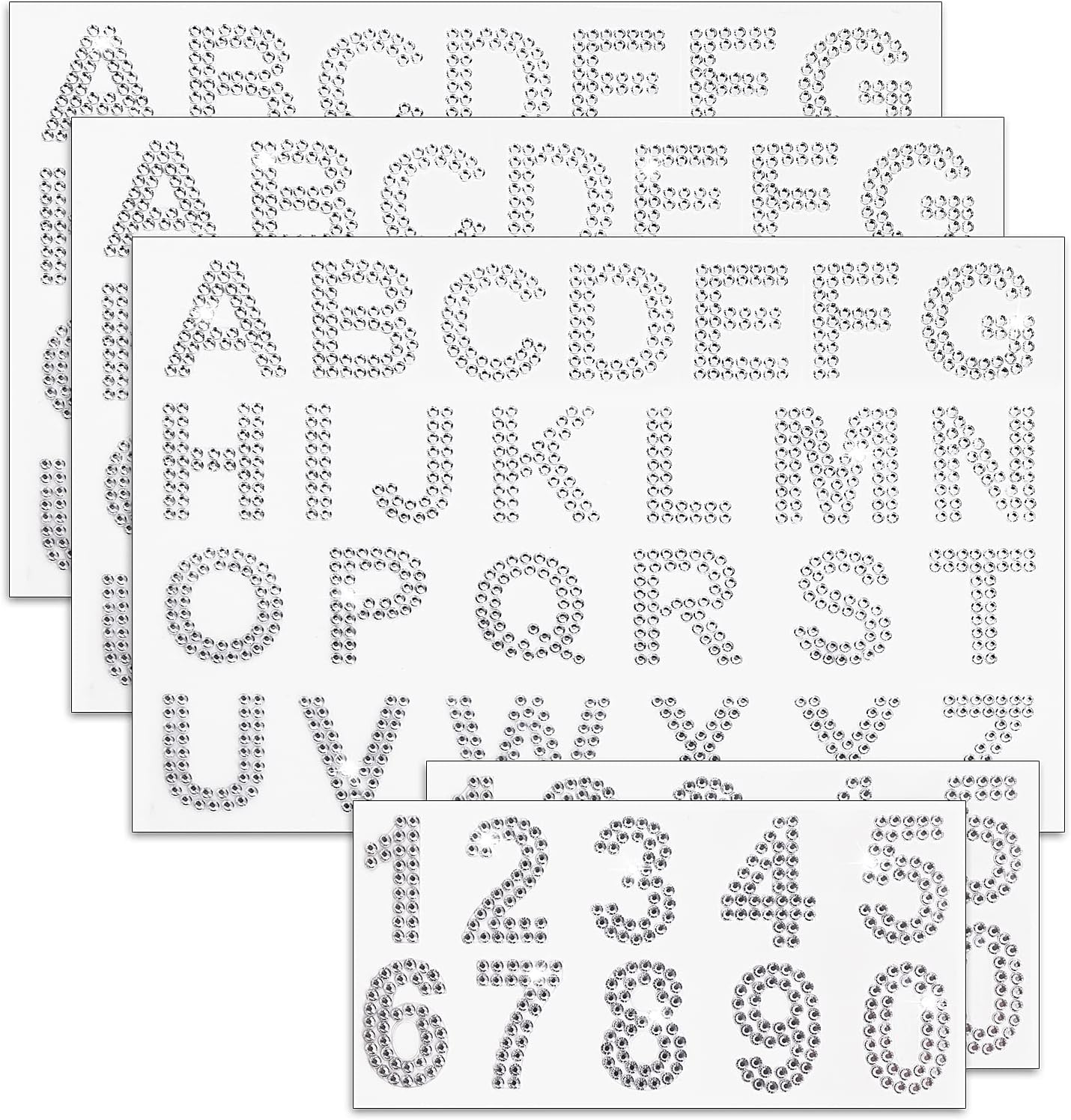 Prasacco 98 Pcs Glitter Letter Stickers Number Stickers, Rhinestone Letter Stickers Alphabet Stickers Silver Letter Stickers Cute Shiny Letters Stickers for DIY Crafts