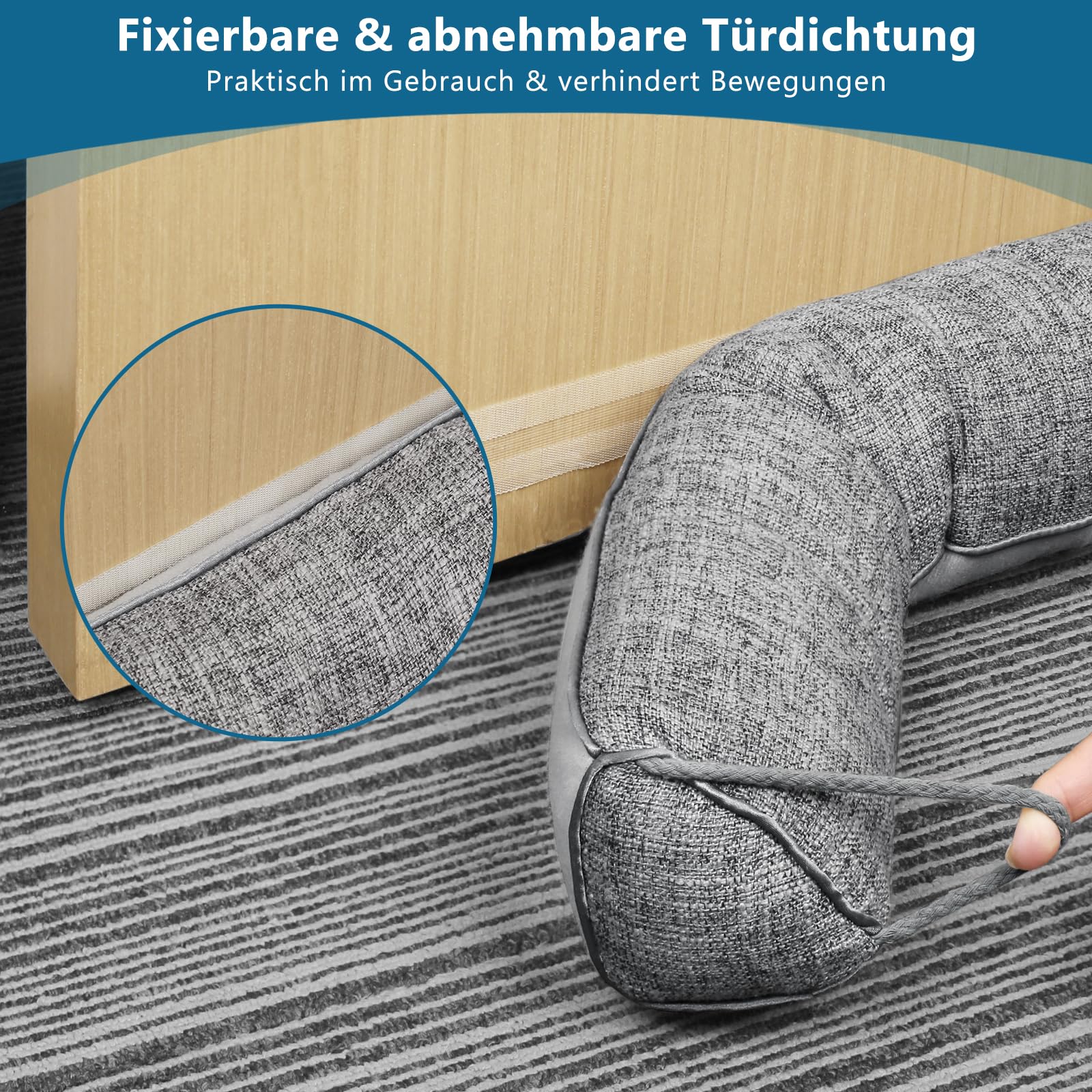 HooTown Burlete para puertas, 92 cm, pesado, burlete para puerta y ventana, color gris
