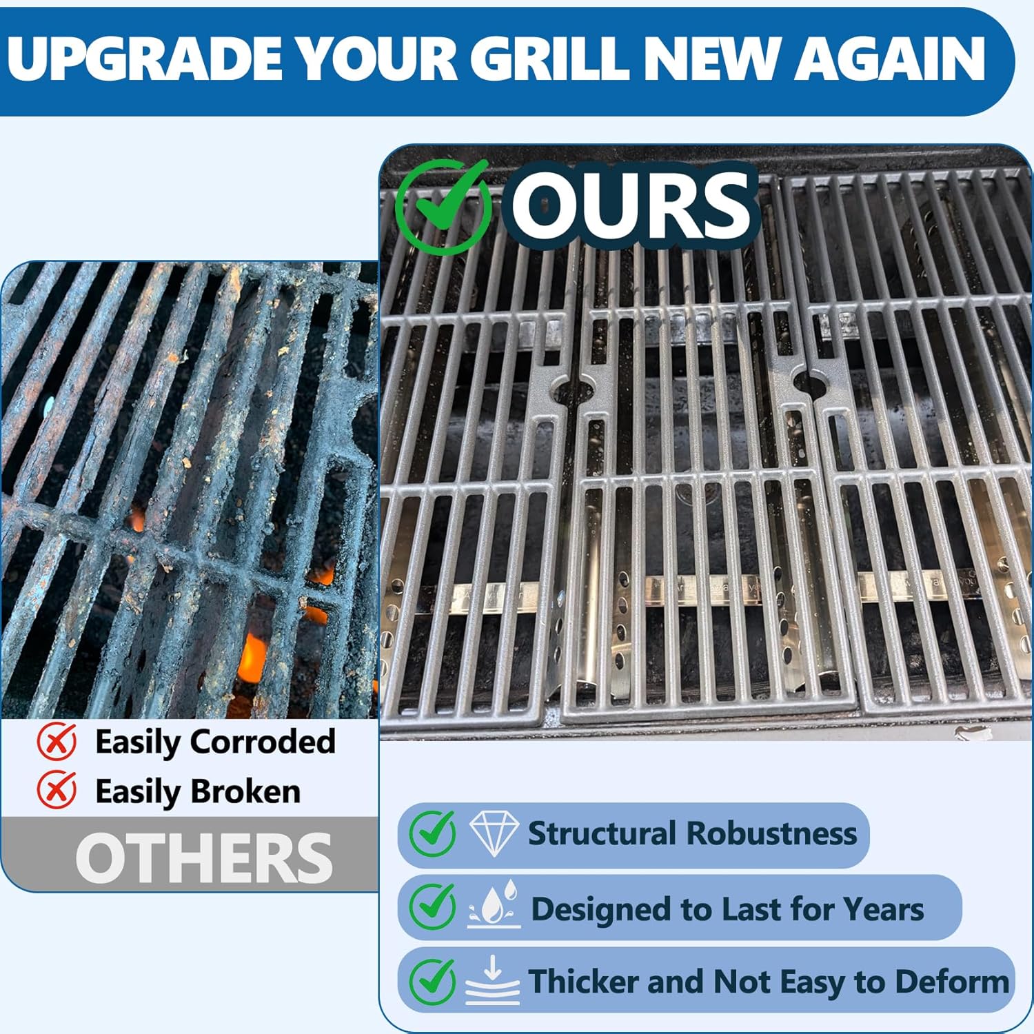 463347519 Replacement Grates Parts for Charbroil 463377117 463342119 Grill Grates 4 Burner Performance Grill Charbroil 463347017 463335517 463377017 463347418 463673617 G470-0002-W1 G470-0003-W1 Parts