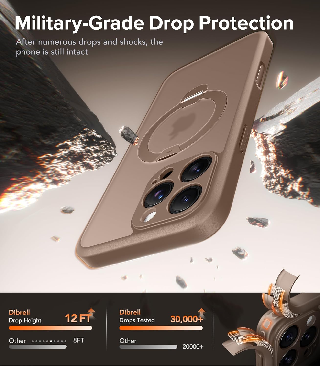 Magnetic Unbreakable Stand for iPhone 16 Pro Max Case, [Anti-Slip] [Military-Grade Protection] [Compatible with MagSafe] Slim Translucent Matte Wireless Charging Phone Cover, Rose Gold - Image 7