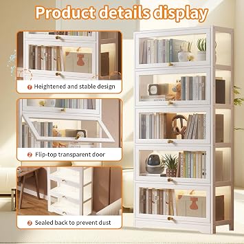 Display cabinets,Display Cabinet Acrylic display cabinets display cabinet Figures and, High Gloss Tall Display Cabinet for Kids Playroom, Bedroom(60 x 33 x 106 cm, 3 layer, White)