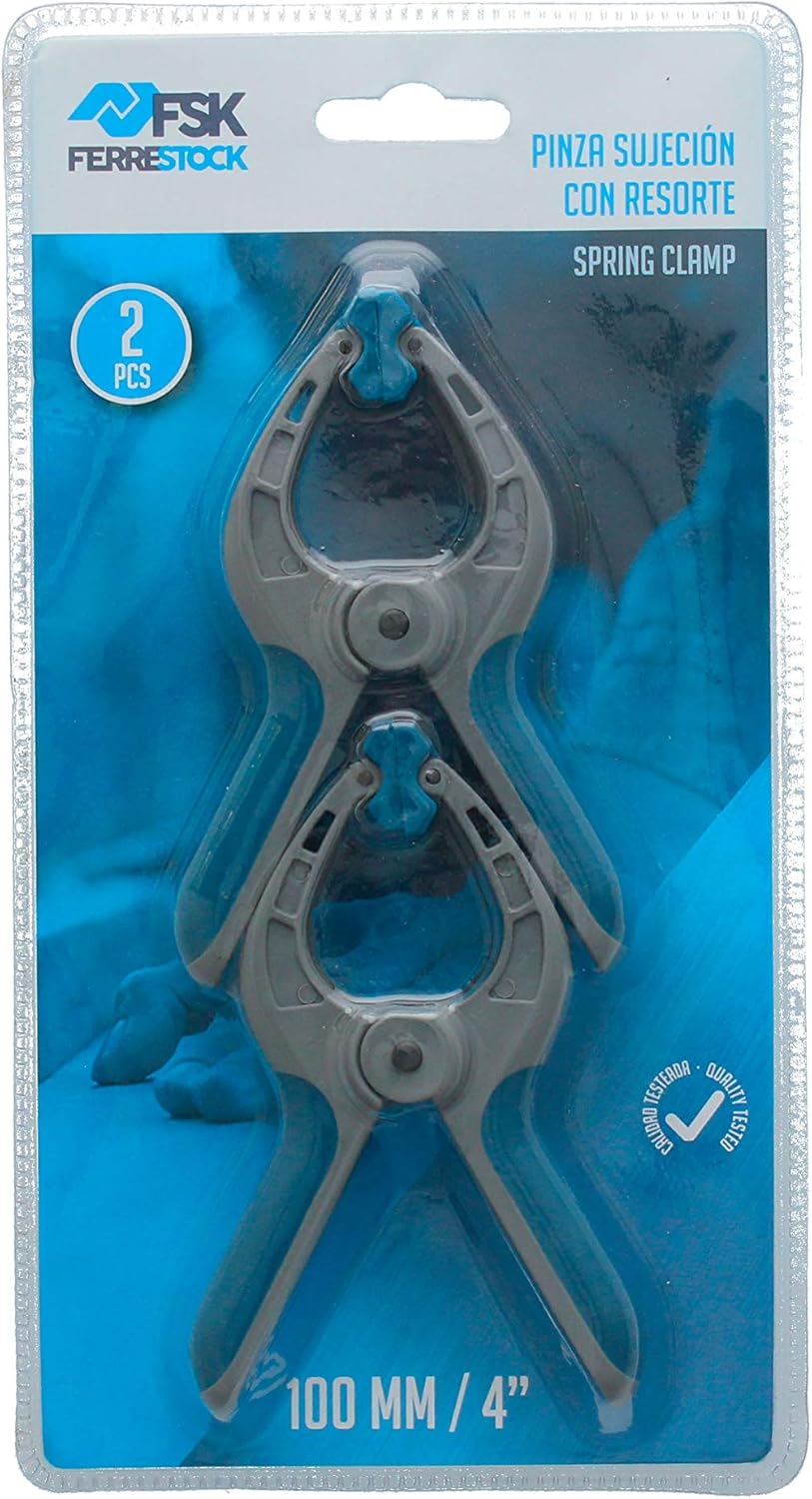 Ferrestock FSKPRS002 2pcs Spring Clamping Clamps, Non-Slip Handle, Swivel Jaws, Extra Strong Spring, Max Opening 65mm, Depth 65mm