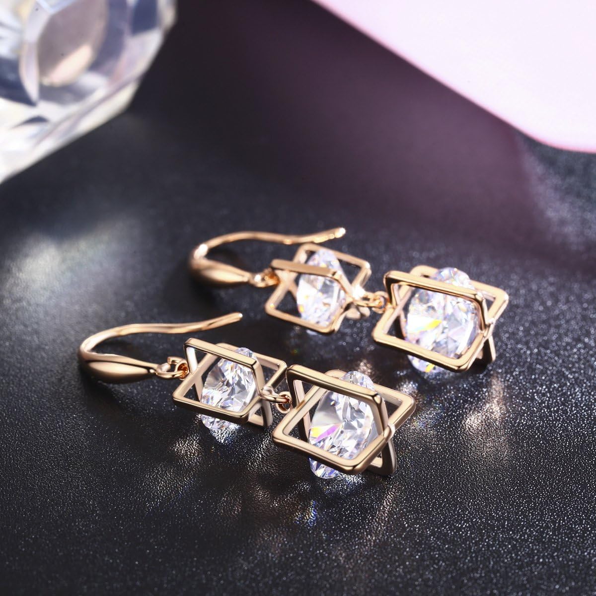 SBLING Platinum Plated or 18K Gold Plated or 18K Rose Gold Plated Cubic Zirconia Drop Earrings - Gifts for Women - Image 3