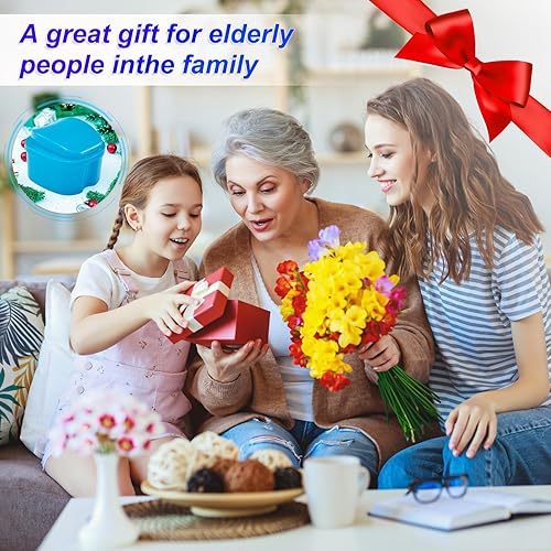 Miniatura 9 de Paquete de 2 tazas para dentaduras postizas, soporte de baño para dentaduras con cesta coladora, estuche limpiador de retenedores dentales,