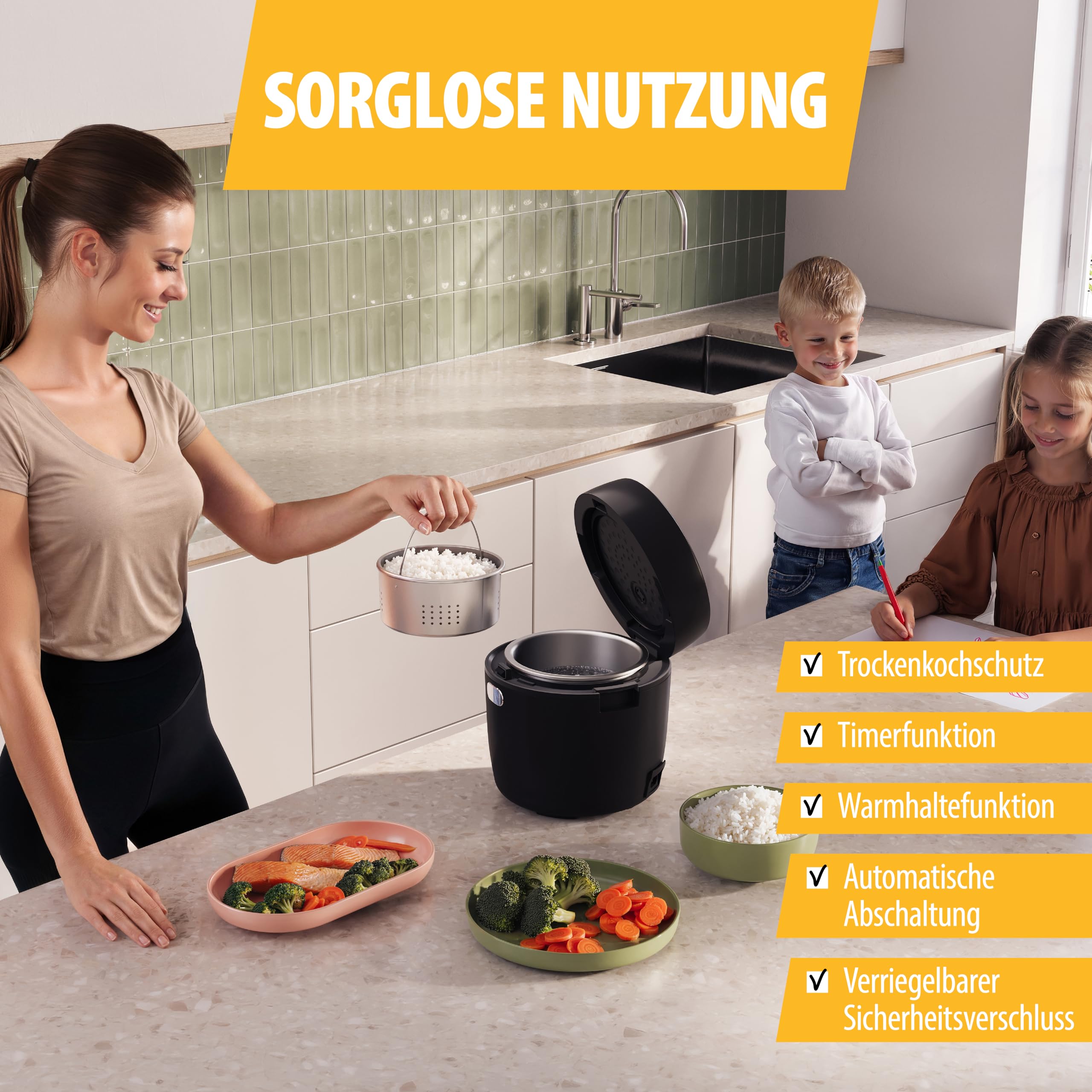 Tristar Digitaler Reiskocher mit Low-Carb-Funktion, 8 Automatikprogramme, 0,6 L Reis Kapazität, Digitales Bedienfeld, Leicht zu Reinigen, RK-6238