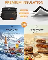 Vista 2 de HOTOR Lonchera térmica para hombres y mujeres, lonchera a prueba de fugas con 4 bolsillos, correa ajustable, ideal para el trabajo, picnic, viajes