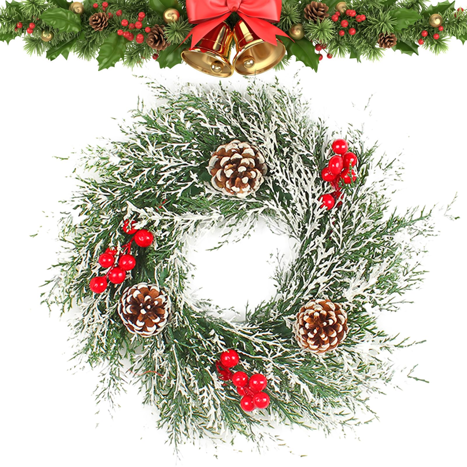 Navidad Artificial - Guirnalda para puerta de - Decoración de Navidad en | corona de abeto, decoración de pared para puerta de salón Jingan