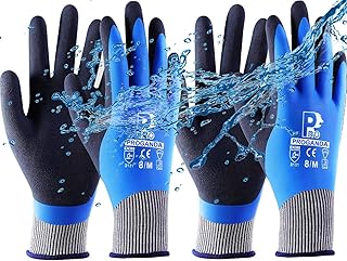 2 Paar Wasserdichte Arbeitshandschuhe Gartenhandschuhe Schutzhandschuhe, Latex beschichtet handschuhe für Garten Hof im Freien arbeiten
