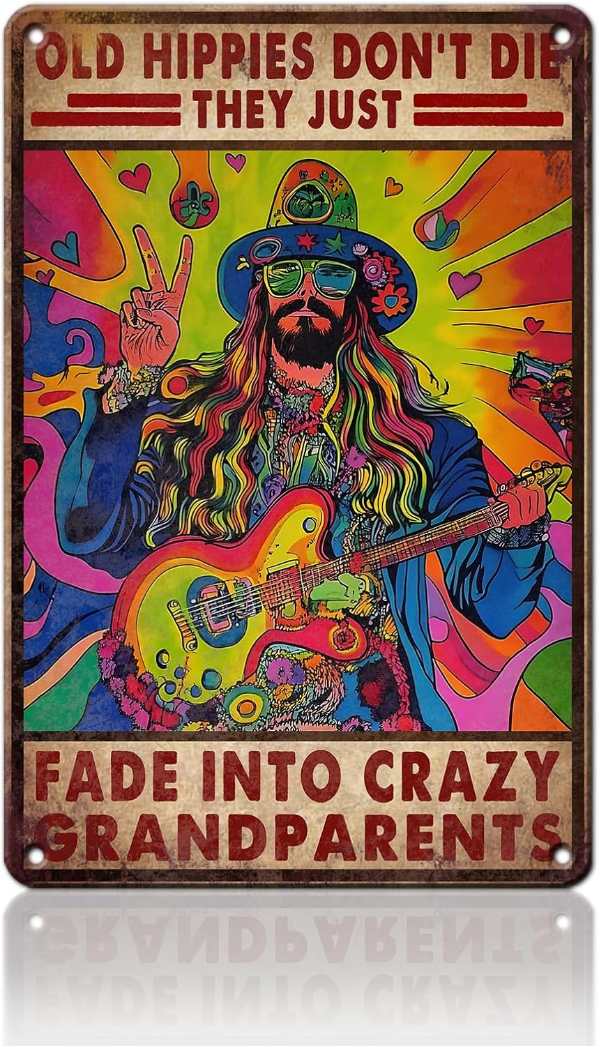 PEACHGARDEN Hippie Vintage Sign Every Little Thing Gonna Be Alright peace Metal Sign for Home Office Kitchen Bar Cafe Garden Wall Decor 12x16inch