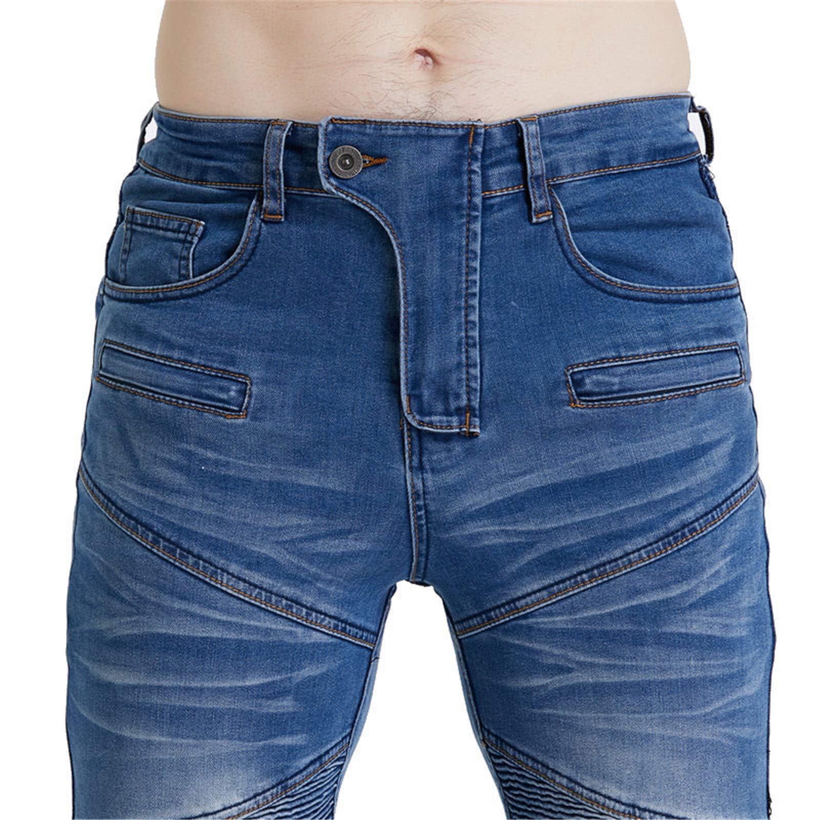 BEDSETS Pantaloni Moto da Uomo, Pantaloni Jeans Denim Pantaloni Motocross, Con 2 Paia Di Jeans Imbottiti Protettivi, Con Fodera Protettiva (Blue,M)