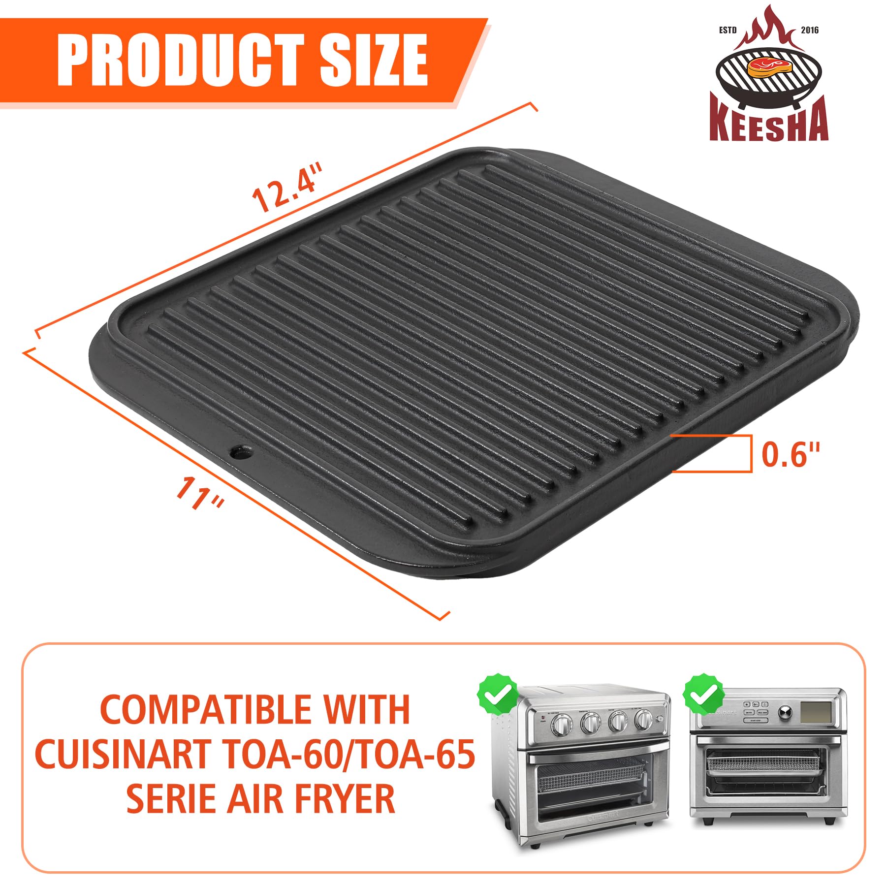 KEESHA Toaster Oven Tray for Cuisinart Air Fryer Tray Replacement, Premium Cast Iron Air Fryer Pans for Cuisinart TOA-060 and TOA-065