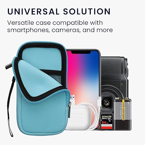 Miniatura 4 de kwmobile Bolsa de neopreno para teléfono tamaño XL - 6.76.8 pulgadas - Funda universal para celular con cremallera, correa para la muñeca, color