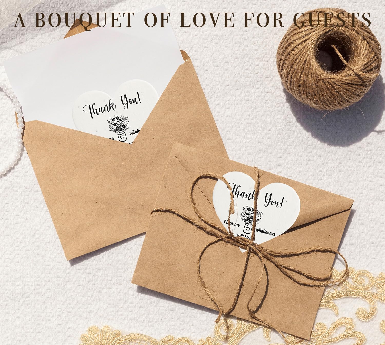 miaform 100 Pcs Plantable Seed Paper Hearts | Thank You Employee Appreciation Gifts Bulk | Party Favors for Baby Shower | Wedding Favors for Guests | Small Business Thank You Cards