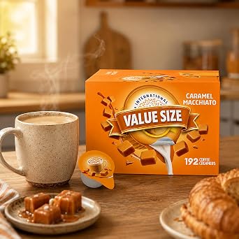Delight Caramel Macchiato Coffee Creamer Singles, 192 CT, Shelf Stable, Great for Office and Restraurants