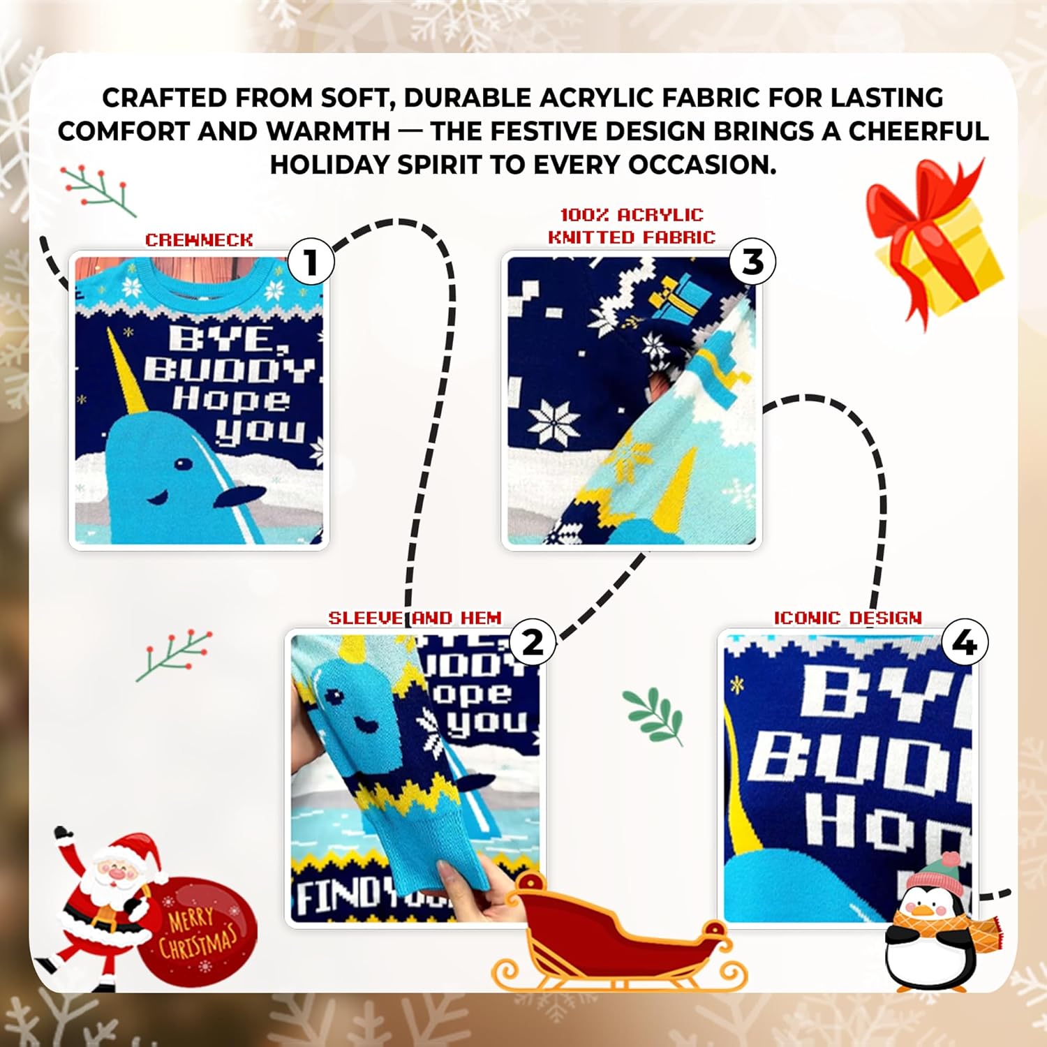 Kozmoz Inspire My Day I'm Booked Christmas Sweaters For Women - Bye Buddy Ugly Christmas Sweater Women - Image 5