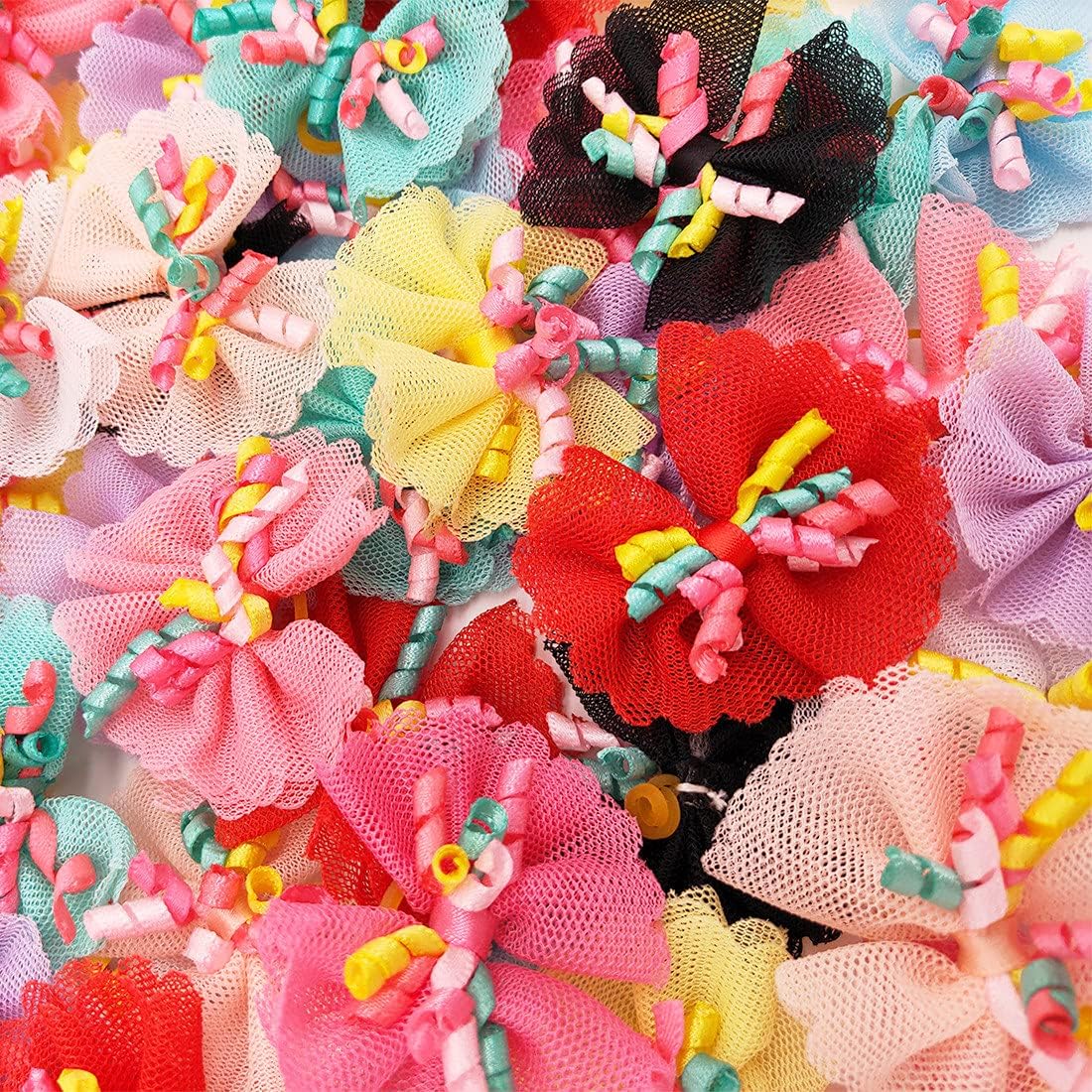 Sufermoe 24 Pcs Multicolored Dog Bows Hair Ties Pet Rubber Bands Hair Grooming Top Knots Pet Hair Bows Topknot Rubber Band Hair Bows…