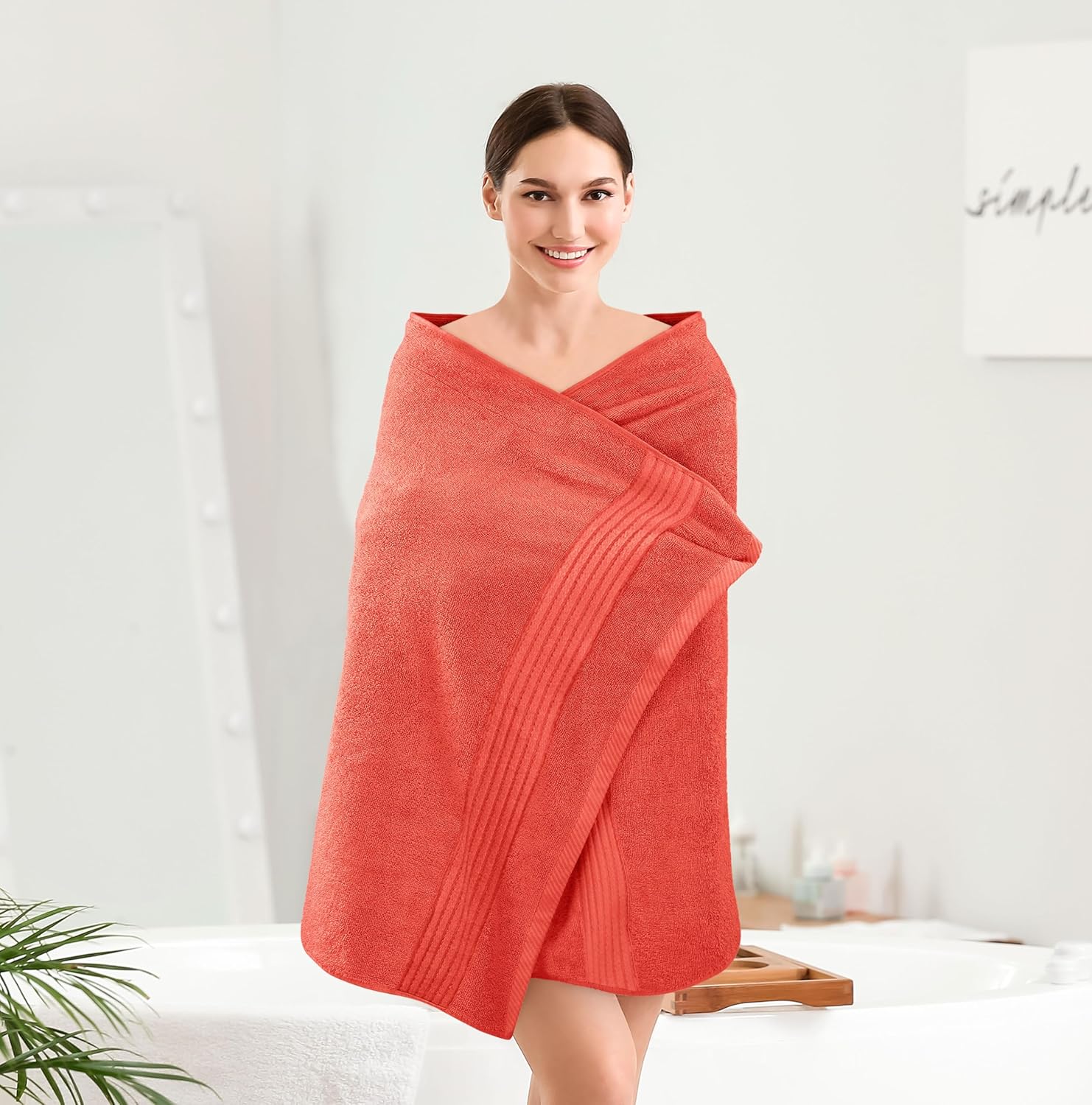 Utopia Towels 4 Pack Bath Towels Set, 27 by 54 Inches, 100% Ring Spun Cotton, Quick Dry, Highly Absorbent, Soft Feel Towels, Perfect for Daily Use, Coral