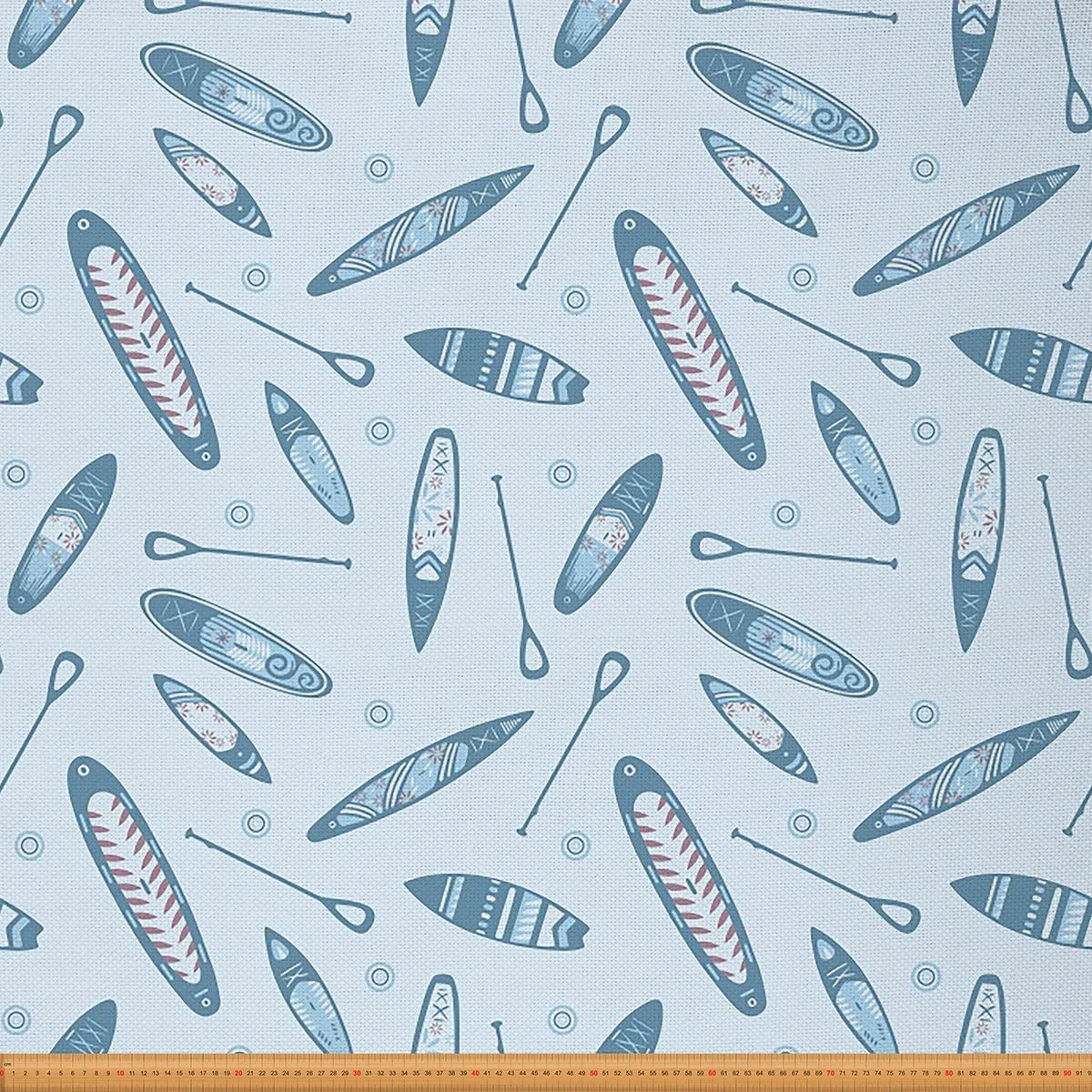Cute Surfboard Fabric by The Yard Watercolor Tropical Ocean Theme Upholstery Fabric for Chairs and Home DIY Projects Paddle Pattern Decorative Waterproof Fabric 10 Yards,(L920*W150cm) Light Blue