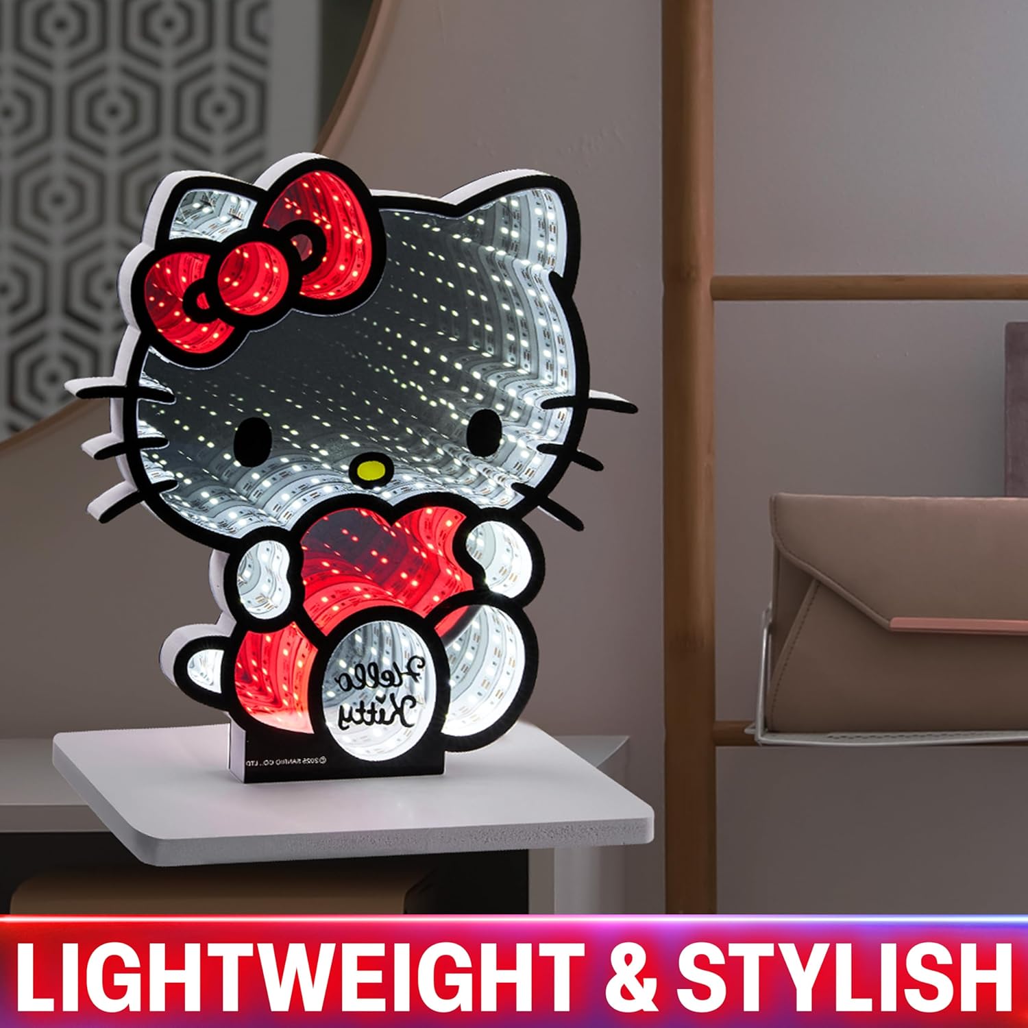 Get Trend Hello Kitty Sanrio 3D LED Light, Infinity Mirror Effect, USB Night Light, Room Decor, Bedroom Lamp, Kawaii Gifts for Girls Teens Women (Multi Hello Kitty)