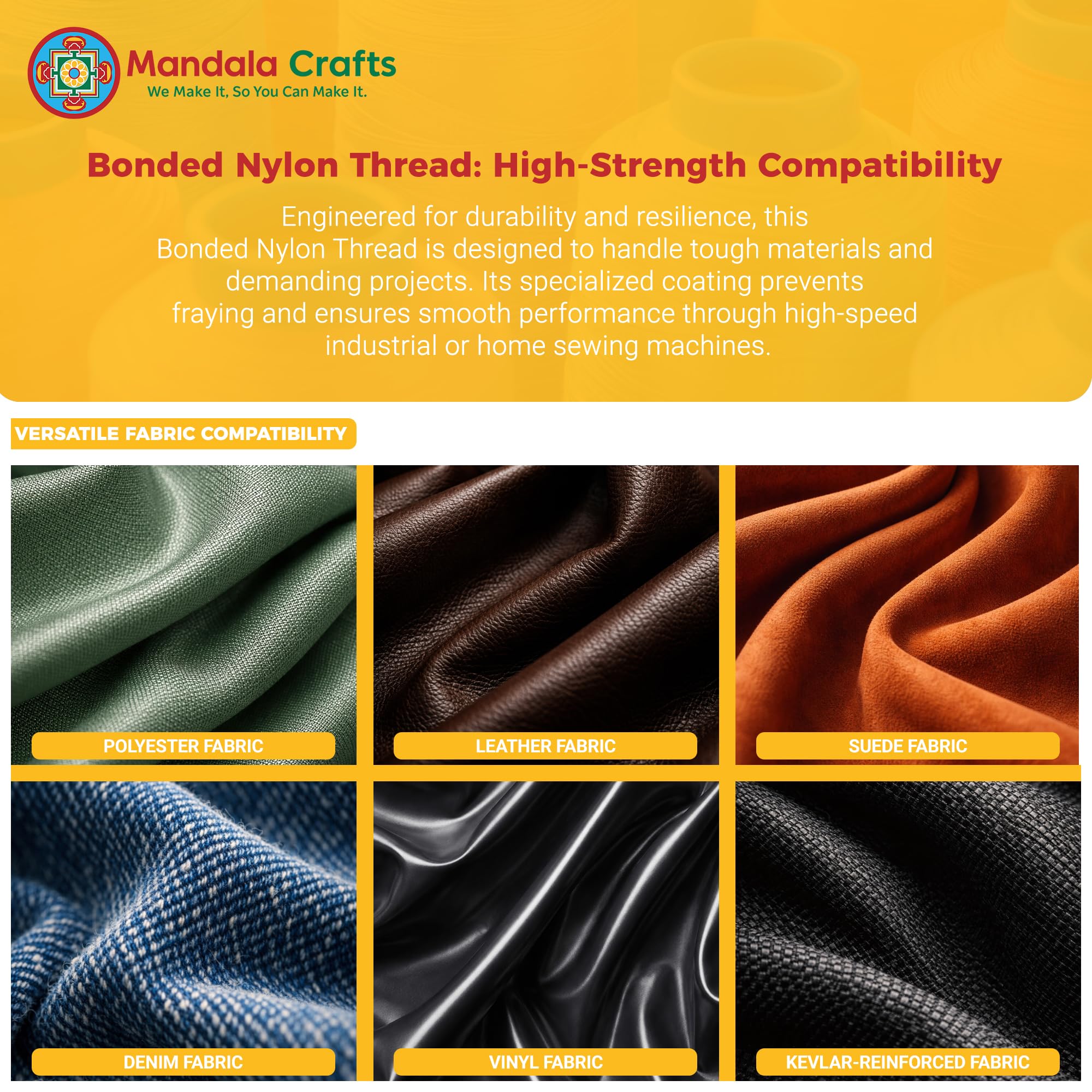 Amazon | Mandala Crafts Tex 70 接着ナイロン糸 縫製用 - 1500ヤード