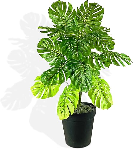 Planta artificial de Monstera abigarrada de 40 pulgadas, planta sintética de interior en maceta de plástico negro, planta falsa de casa y decoración Planta artificial de Monstera abigarrada de 40 pulgadas, planta sintética de interior en maceta de plástico negro, planta falsa de casa y decoración