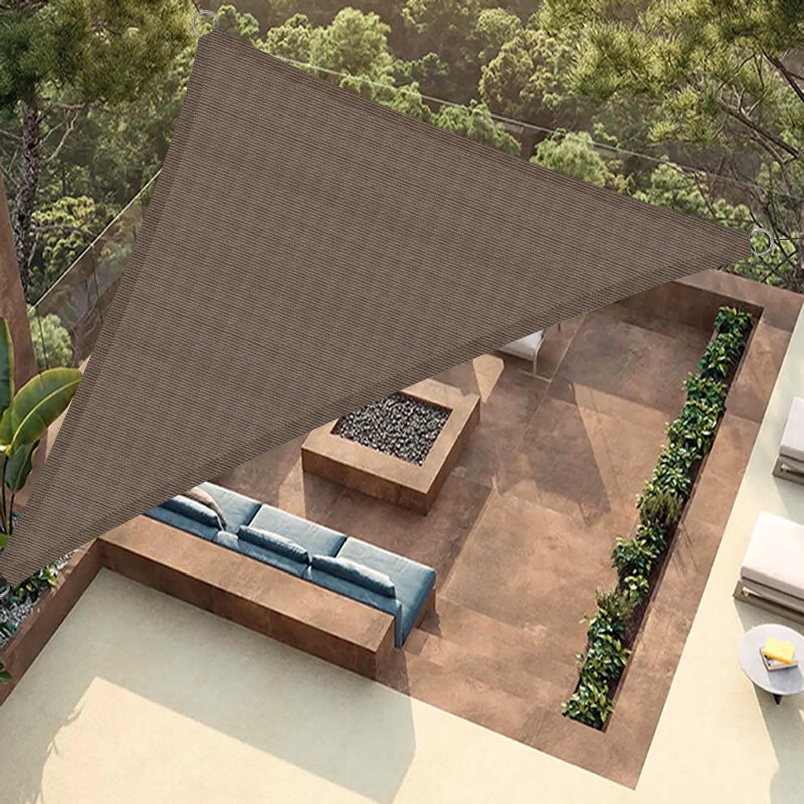 Voile triangulaire marron 6.5x6.5m pour terrasse et jardin ombragé