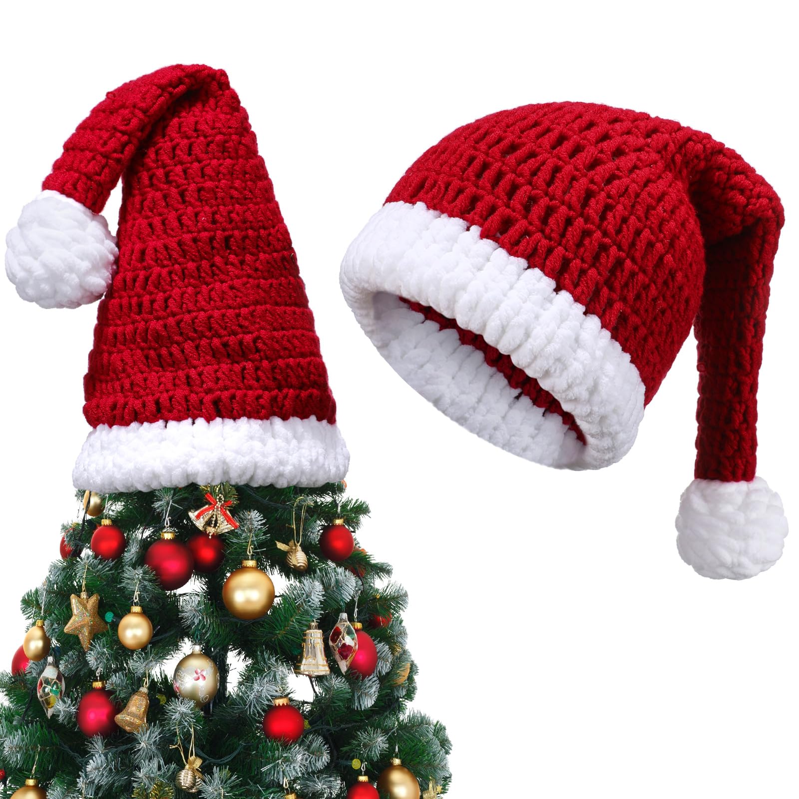 Guirlande en feuille d'aluminium blanche et chapeau de sapin Gejoy pour grand arbre de Noël