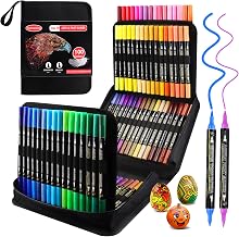 Funnasting Acrylic felt, 100 colours double tip acrylic paint marker, contains 12 metallic colours for painting on rock, wood, canvas, stone, ceramics