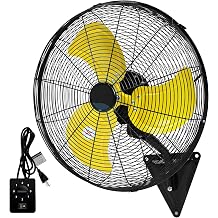 20 Inch Wall Mount Fan, High Velocity Oscillating Wall Fans | 7100 CFM Heavy Duty Industrial Wall Mounted Fan, 3-Speed with Adjustable Tilt for Garage, Factory, Patio, Porch, Shop Use