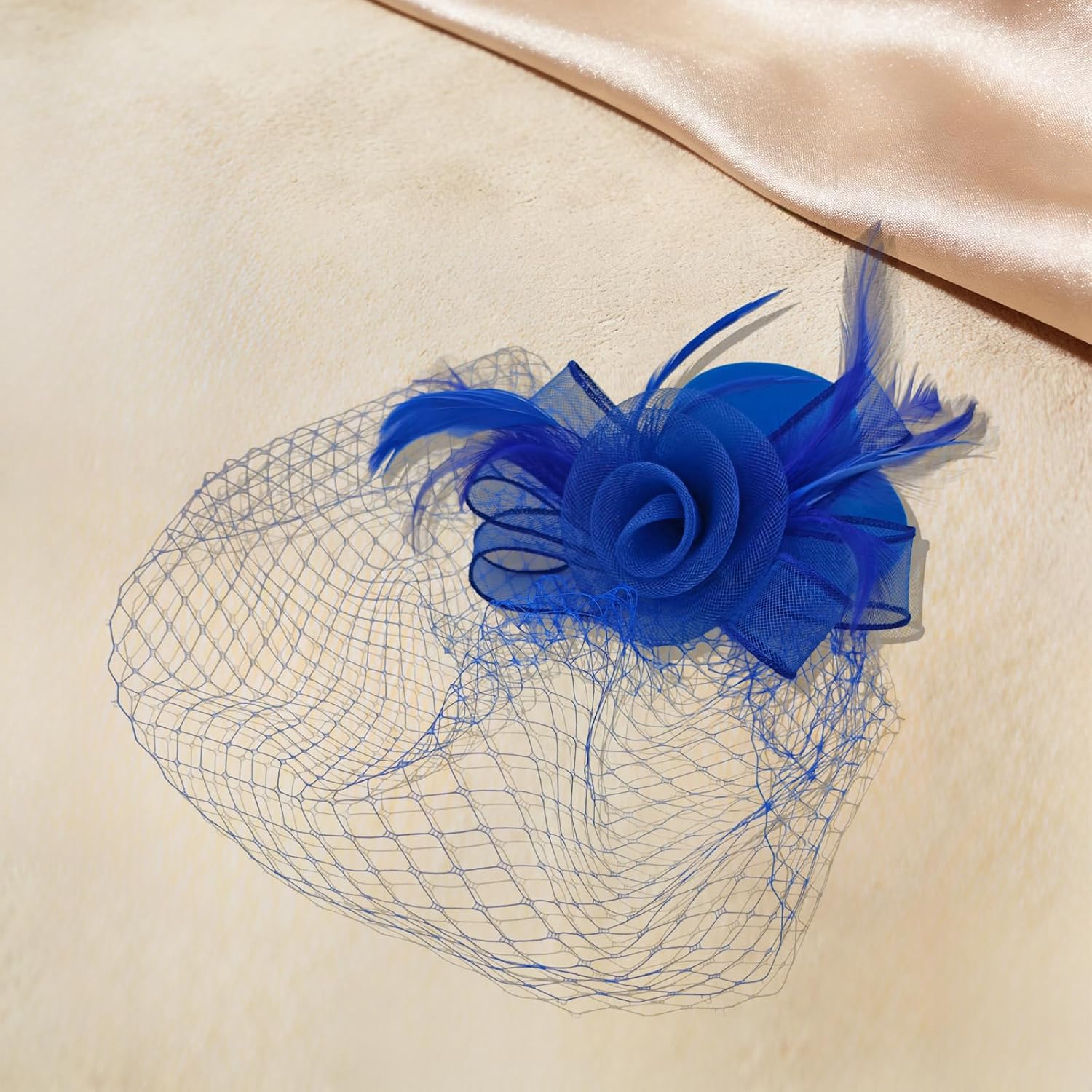Cute Mini Fascinator Hats for Women Girls 1920s Feather Veil Mesh Hair Clip Tea Party Church Prom Masquerade image 4