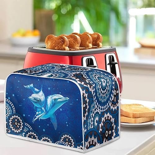 Miniatura 4 de Aztec Blue Dolphins - Cubierta para tostadora de 4 rebanadas para mujer, estilo tribal polinesio, cubierta de electrodomésticos de cocina,