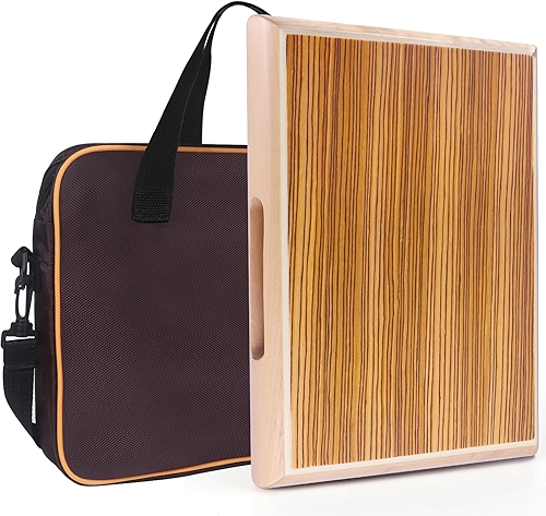 Cajon, caixa portátil de 30 x 24 cm x 4 cm, caixa de percussão de madeira zebra, caixa de batida com caixas internas ajustáveis com cordas de armadilhas, chave inglesa, bolsa de transporte para tambor