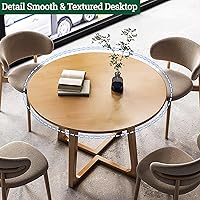 Vista 10 de Mesa de comedor moderna de mediados de siglo, mesas redondas de madera maciza para cocina y comedor, mesa de pedestal rústica, mesa de centro