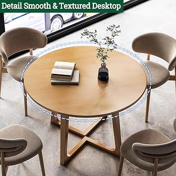 Mid Century Modern Dining Table,Round Solid Wood Kitchen & Dining Room Tables,Rustic Pedestal Table Small Leisure Coffee Table for 2,4 People(39.3 L x 39.3 W x 29.5 H, Natural)